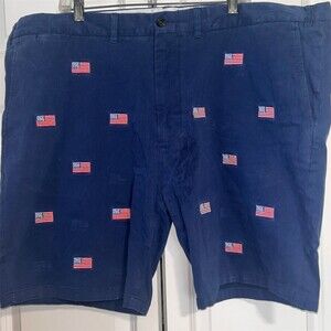 Castaway Nantucket Island Chino Shorts Men's 46 Navy American Flag